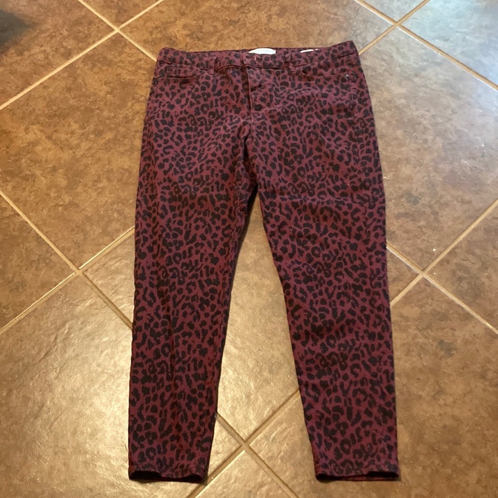 Red and Black Skinny Jeans with Tapered Leg